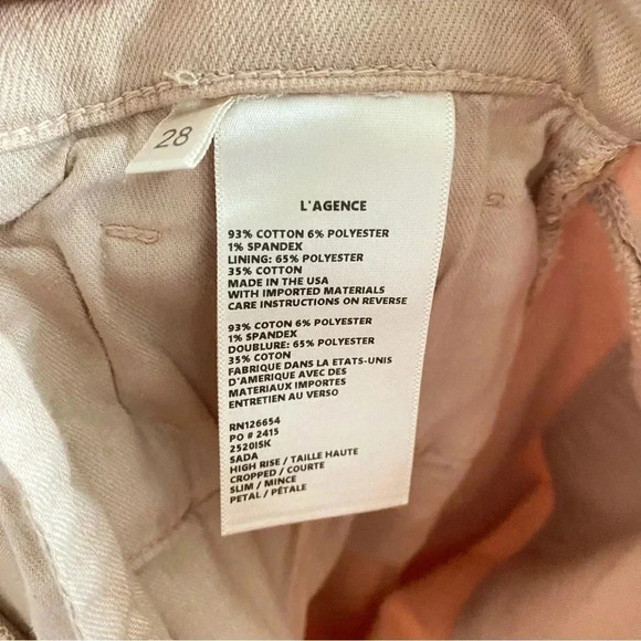 L'AGENCE Sada High Rise Cropped Straight Jeans in Dusty Pink Sz 28, 32 - Picture 7 of 10